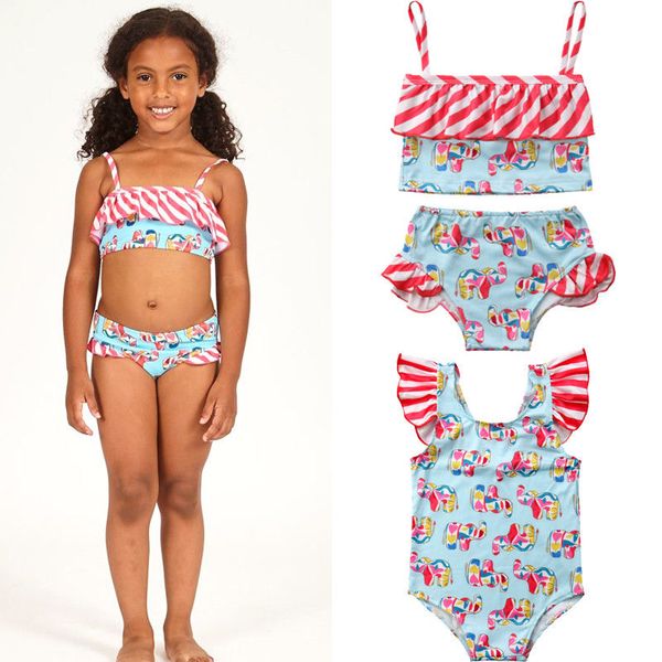 

cute kid baby girl cartoon stripe tankini bikini set swimwear swimsuit beachwear