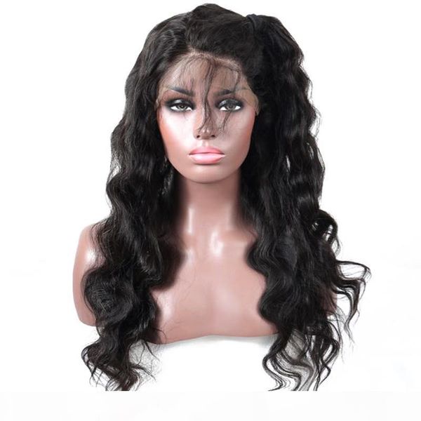 

glueless full lace body wave wig baby hair virgin brazilian glueless body wave lace front human hair wigs part, Black;brown