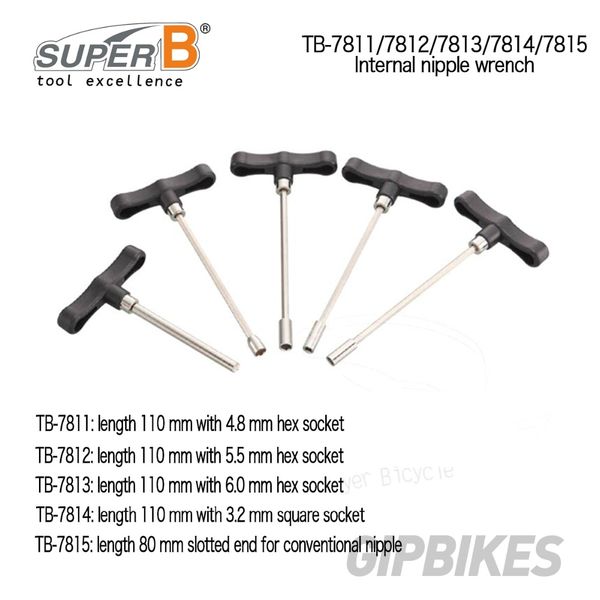

super b tb-7811 tb-7812 tb-7813 tb-7814 tb-7815 bike tool spoke wrench square or hexagonal internal nipple tools