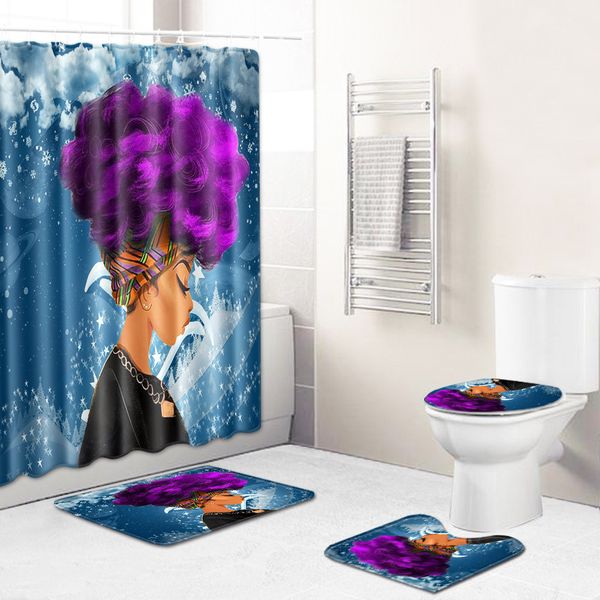 

80african women's new creative shower curtain from europe and the united states cross border goods wholesale to map customized toilet c