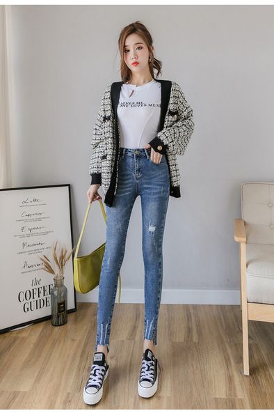 

deep blue cultivate one's morality stretch feet jeans are female