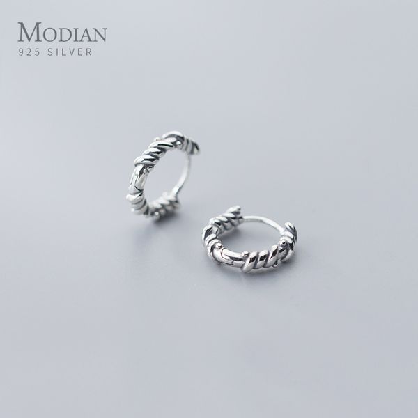 

modian vintage geometric round minimalist hoop earring for women 925 sterling silver fashion anti-allergy earring fine jewelry, Golden;silver