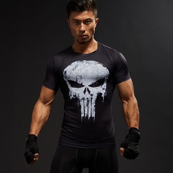 

breathable sport gym t shirt men fitness short sleeve male crossfit tee tshirt fitness compression men, Black;red