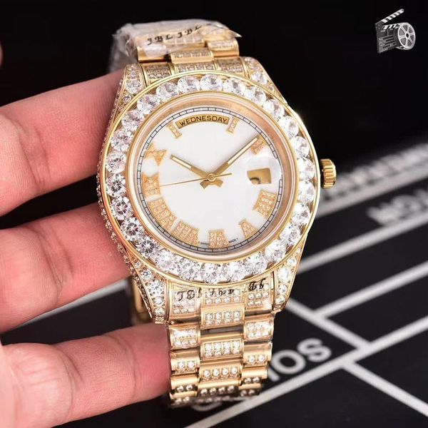 

алмаз верхнего качества автоматические роскошные часы oyster perpetual self-ветра 45мм мужские часы наручные часы замороженный из монтре de, Slivery;brown