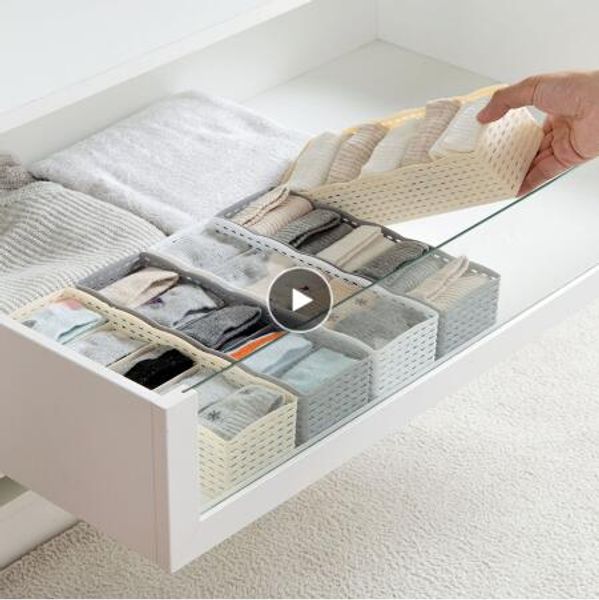 

5 grids drawer storage basket wardrobe organizer women men storage box for socks underwear plastic container makeup organizer