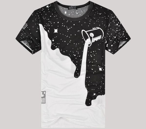 

new 2016 mens summer tees plus size short sleeve t shirt milk printed cotton t-shirt 3d designer clothing m-xxl golf tshirt, White;black