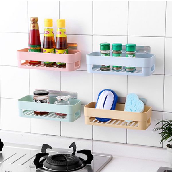 

practical multi-functional no perforation plastic diy towel holder bathroom shelves bath supplies rack