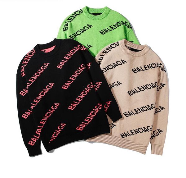 

xxm balenciaga men fashion long sleeve letter print couple sweaters autumn loose pullover sweaters for women ing, Black