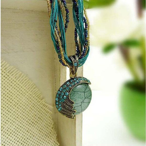 

fashion bohemian pendant necklace sweater chain ladies long necklace pendant, Silver