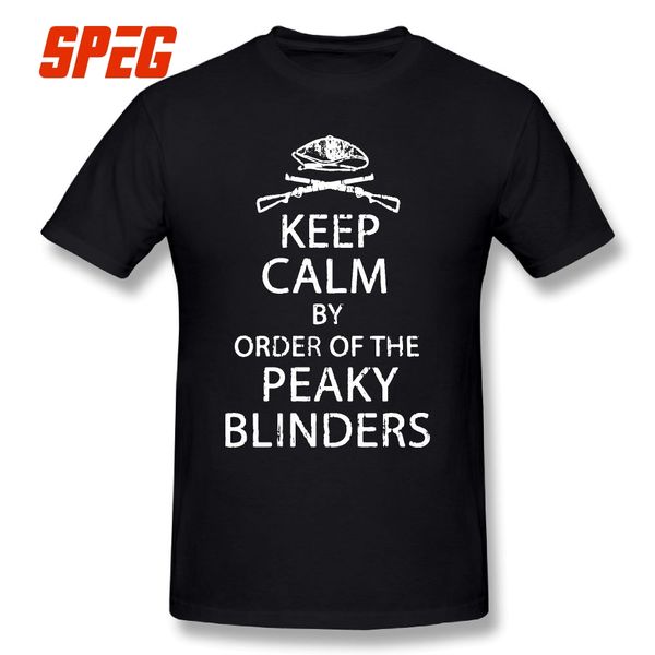 

peaky blinders keep calm pure cotton t shirts round collar t-shirts pbl classic men's tees short sleeve high quality, White;black
