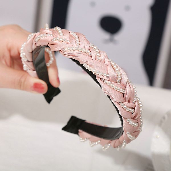 

2.4cm wide temperament headband pearl twist braid baby hair bands hairdress hair cutting style 2.4cm wide iuuga, Black;brown