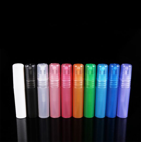 Bottiglie spray per bottiglie di profumo portatili da viaggio Contenitori cosmetici vuoti 5 ml Atomizzatore Penna in plastica multi colori nave libera 100