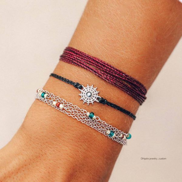 

3 pcs/set bohemian geometric crystal pendant bracelet women multicolor leather woven beaded bangle set jewelry party gifts, Golden;silver