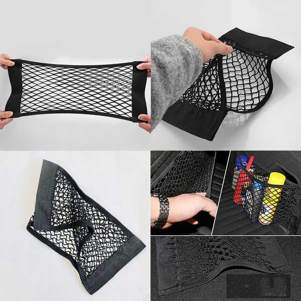 

car interior nets car trunk seat back elastic mesh net styling storage bag pocket cage magic tape