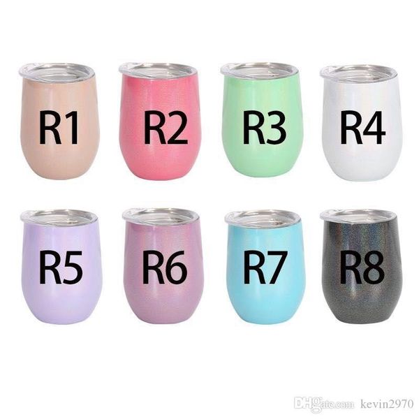 

wholesale 12 oz rainbow paint stainless steel wine glass thermos coffee mug egg cup stemless wine tumbler milk cups party gifts