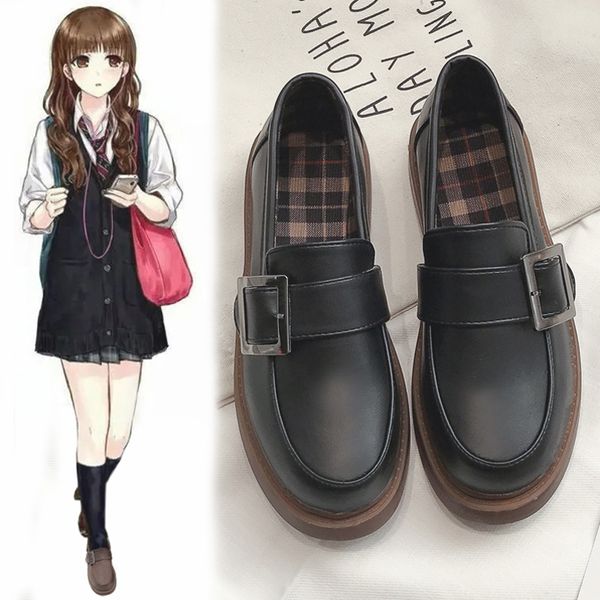 

japanese school student uniform shoes uwabaki japanese jk women girls school students lolita shoes black flats leather sneakers