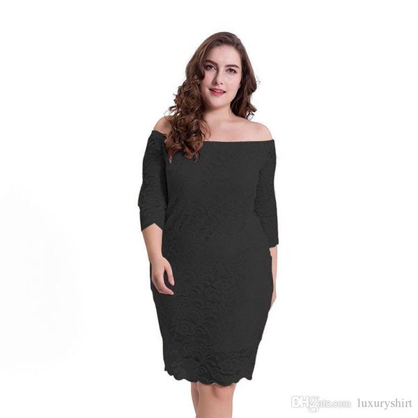 

4xl женщин летние дизайнерские платья плюс размер одежды способа разрез шеи 3/4 рукавом выдалбливают одежда, Black;gray