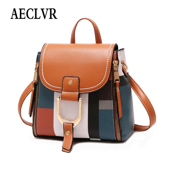 

aeclvr women backpack designer pu leather female bag fashion school bags large capacity backpacks travel bags