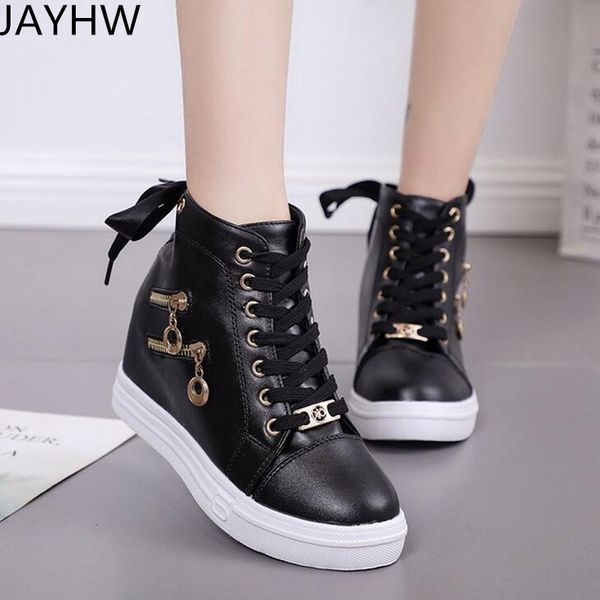 

jayhw fashion high-personality zipper lace up student sneakers women street shooting casual shoes breathable flat shoes, Black