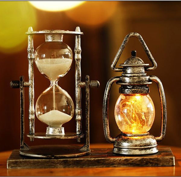 

creative lamp miniature hourglass sandglass flashing student birthday gifts home table decoration retro hourglass figurines