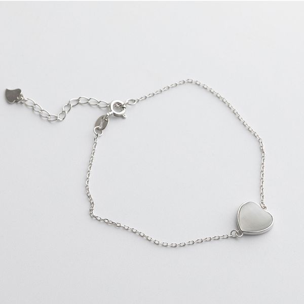 

s925 sterling silver heart charm bracelet for women girls as gift, Black