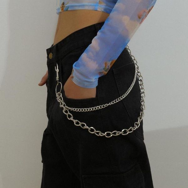 

fashion ladies harajuku metal designer chain belts keychain for aesthetic grommet belt hollow woman belt jeans, Black;brown