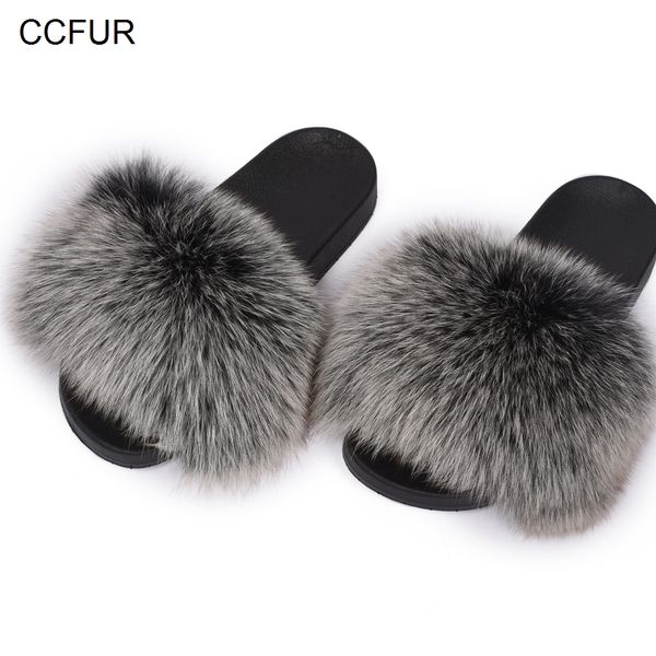 

spring 2019 women's royal fox skin new arrival summer fur sneaker s6019, Black