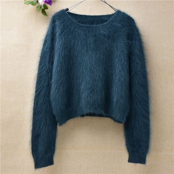 

store causal long sleeve o-neck pullover fur cashmere knitted sweater autumn clothes, White;black