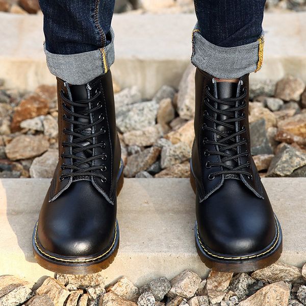 

lovers boots doc martins british martins vintage classic suit genuine martin boots thick heel motorcycle men's shoes35-45, Black