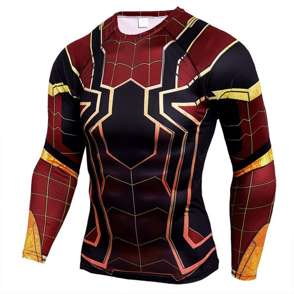 

men t-shirt long sleeve compression shirt 3d anime superhero t shirt tights fitness men & tees, Black;blue