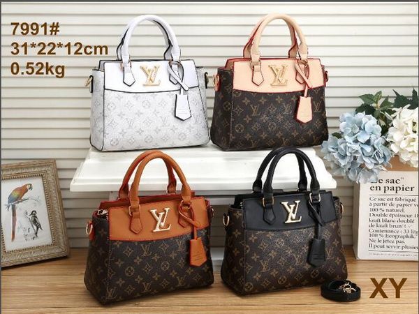 

a45 2020 classic fashion man womens handbags ladies pu leather neverful shoulder bags with wallet tote bag purse composite bag, Black