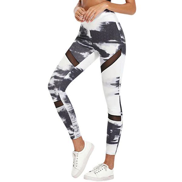 

high waist yoga pants women's summer yoga pants sports print tights women's tight female workout#25, White;red