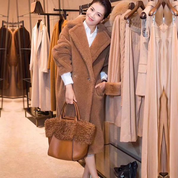 

women winter high fashion loose turn down collar one button thick warm 100%wool blends long coat female plus size wool overcoat, Black