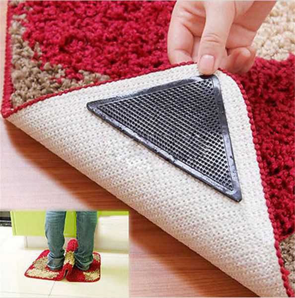 

4pcs reusable washable rug carpet mat grippers non slip silicone grip for home bath living room