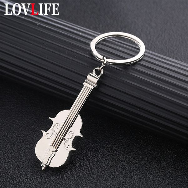 

mini violin keychain charm music keyring creative metal key ring silver plated musical note symbol pendant key chains students