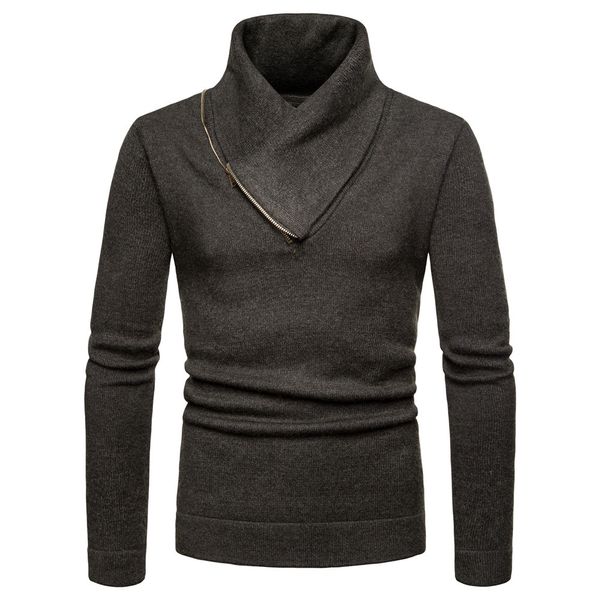 

2019 new sweaters casual turtleneck sweater men zipper slim pullovers autumn winter pullover clothes trendy warm pull homme, White;black