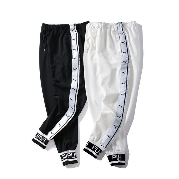 

2019 бренд мужские брюки-бегуны fasgion дизайнер брюки на шнуровке женщины полная длина кармана прямые брюки, Black