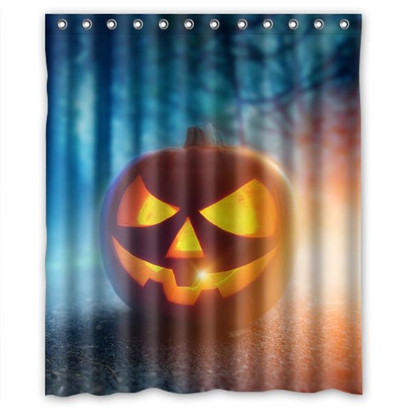 

relax jack-o-latern in foggy forest halloween waterproof shower curtain