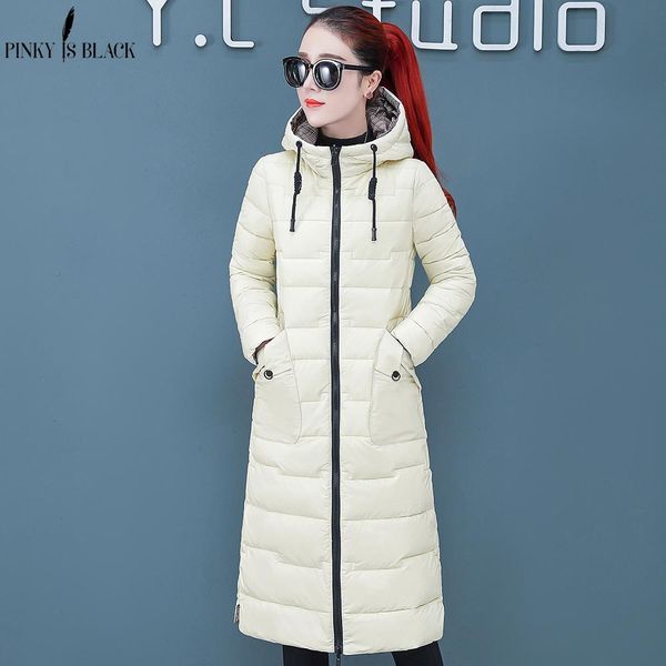 

pinkyisblack new snow two sides wear long warm thicken winter jacket women hooded cotton padded outerwear for women winter coat, Black