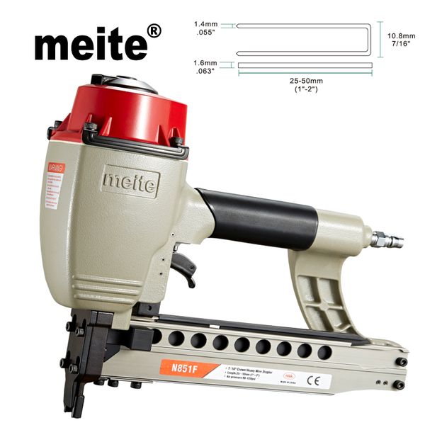 

meite n851f 7/16"crown heavy duty stapler 16ga pneumatic staple nailer gun woodworking tools for furniture jun.14 update tool