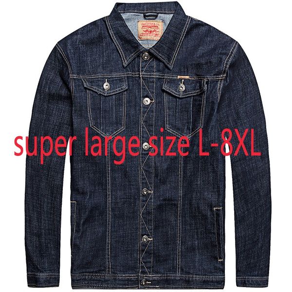 

men's jackets arrival fashion super large men denim jacket spring loose casual turn-down collar single breasted plus size -5xl 6xl7xl, Black;brown