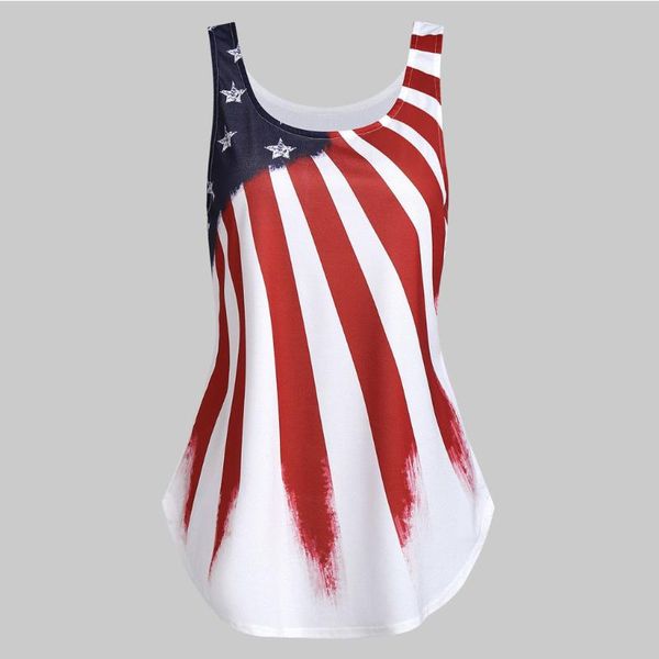 

summer women stripe america flag printed o-neck sleeveless tank up america flag printed o-neck sleeveless tank up camis, White