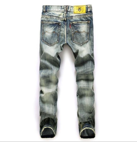 

мужчины мотоцикл байкер денима джинсы разорванные проблемные дырки повседневная мода брюки прямые джинсы стиль уличная 28-40, Blue