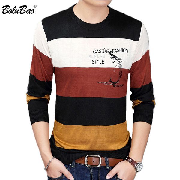 

bolubao men pullover spring sweaters slim fit knitting men's sweaters male casual chest print fashion pullover, White;black