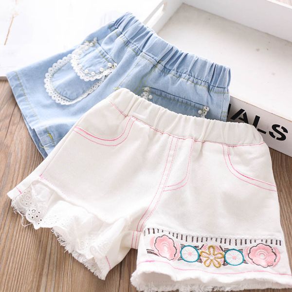 

2020 summer girls pearl flowers denim shorts children's clothing wholesale, Black