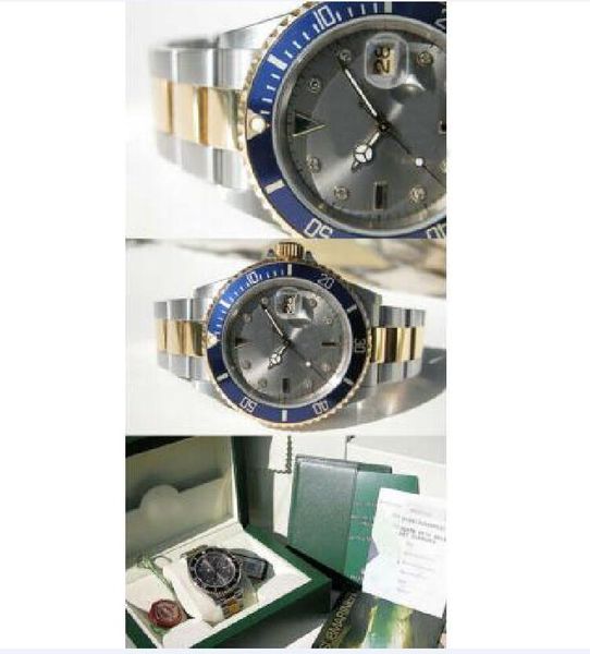 

wholesale mens watches fashion mechanical president with original box casual modern mens watches slate serti dial two tone stee, Slivery;brown