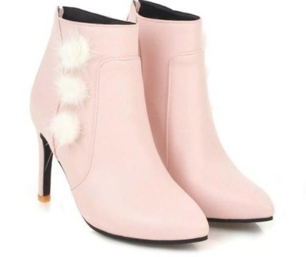 

2018 fashion women's boots in winter with new style high heel fine heel pointed end keep warm non-slip @11, Black
