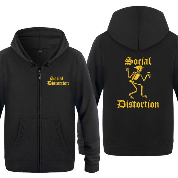 

heavy social distortion hoodies men hip hop fleece long sleeve zipper jacket sweatshirt tracksuit moleton masculino, Black