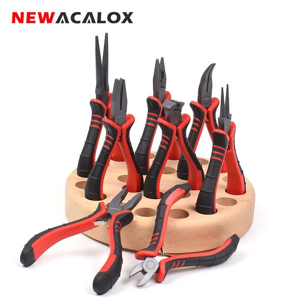 

newacalox 4.5" 8pc jewellery making beading mini pliers tools kit set wire cable cutters cutting side snips repair hand tools