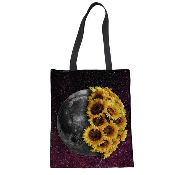 

noisydesigns canvas tote bag women shoulder bags 3d sunflower print girls reusable folding shopping bag handbags bolsa feminina